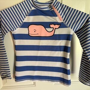 Vineyard Vines Blue and White Rashguard with Nautical Stripes